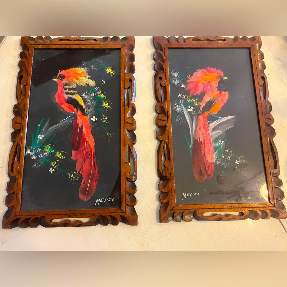 Vintage Mexican Feathercraft Framed Art